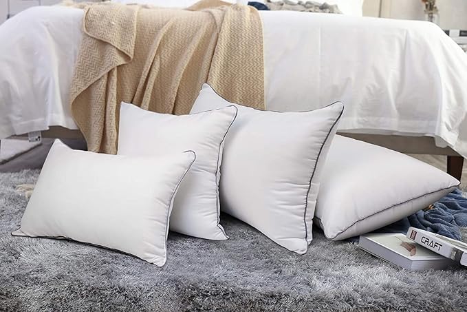 EDOW Soft Pillows for Sleeping (2 Pack),Supportive Down Alternative Polyester Micro-Fiber Filled Pillows, Brushed Cotton Cover, Machine Washable (White, Queen(20x30))