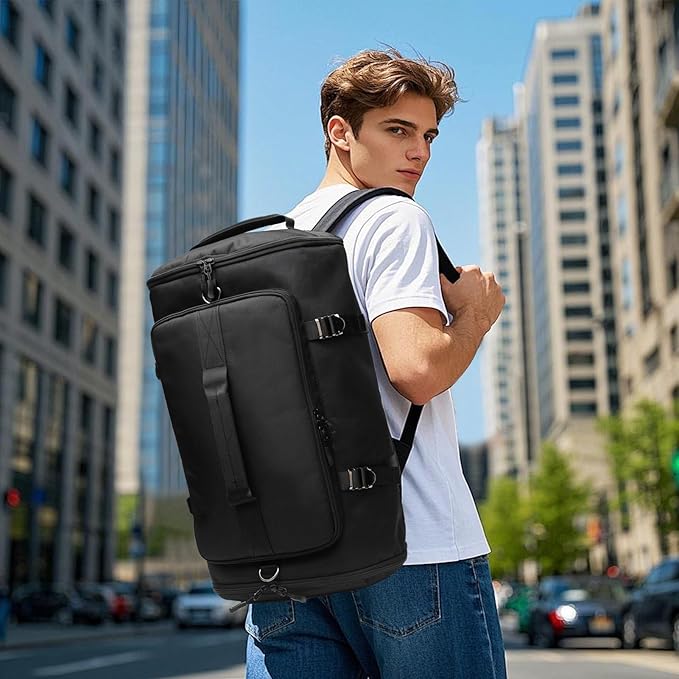 Gym Backpack Sports Bag with Shoe Compartment: Carry-on Travel Backpack with 16" Laptop Compartment, Weekender Outdoor Versatile Use Backpack