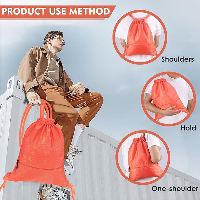 GAENMESH Drawstring Backpack Bag for Sports Lightweight Foldable Gym Bag with Sturdy Draw Cord Shoulder Strap Hiking Travel Camping
