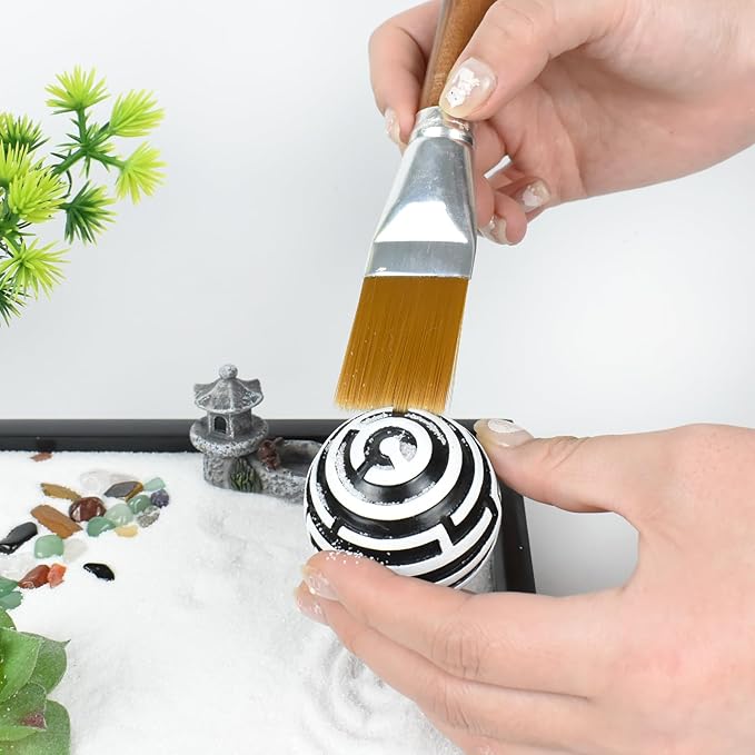 Artcome Japanese Zen Sand Garden for Desk - Home, Office Desk Accessories - Crafted Meditation Therapy Rectangle Tray - Mindful Relaxation and Meditation Tool for Stress Relief - Meditation Gift Set