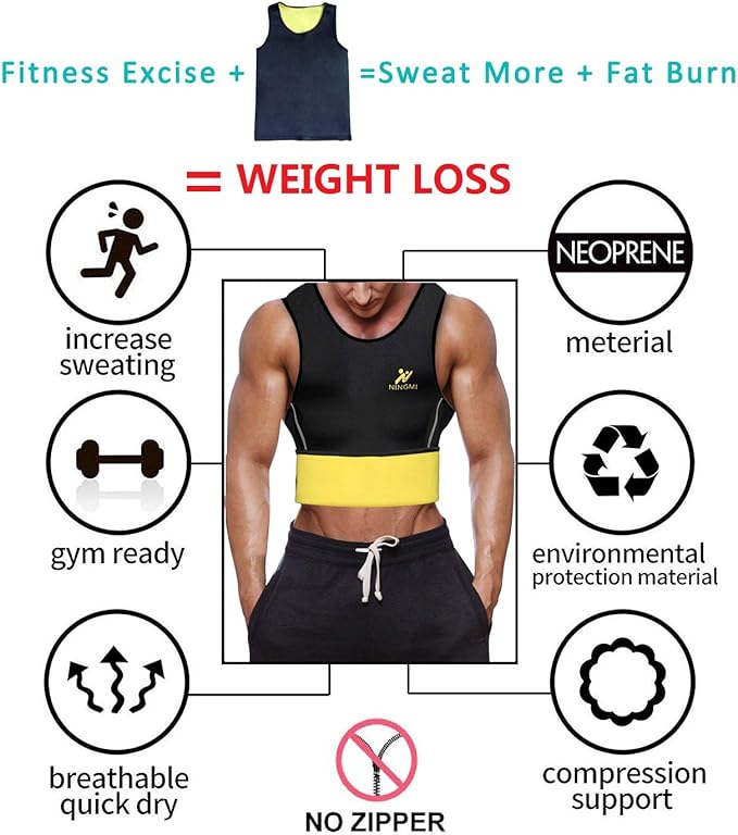 Sweat Vest for Men Neoprene Waist Trainer Tank Weighted Vest Waist Trimmer Sauna Suit Running Vest