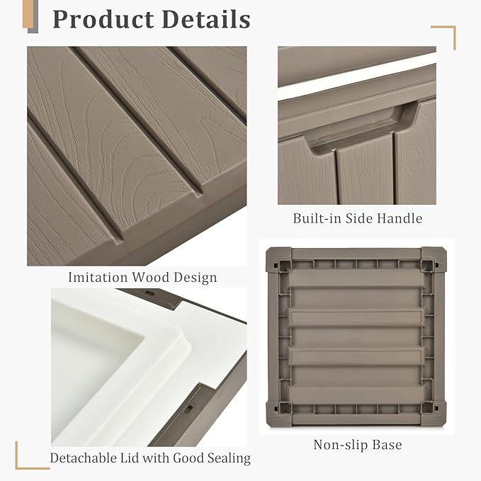 Giantex 10 Gallon Light Coffee Polypropylene Ice Chest, 17" x 17" x 16", with Removable Lid and Built-in Handles