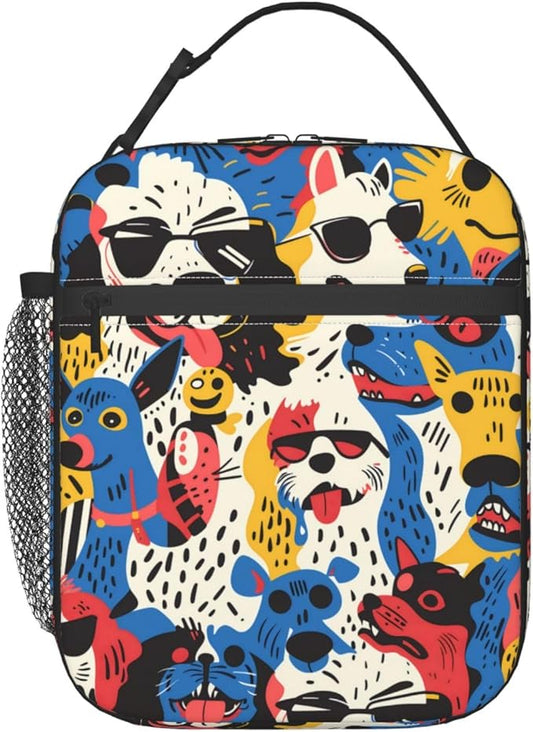 Insulated Lunch Box for Women Men, Dog Lunch Box Reusable Portable Lunch Bag Cooler Tote Waterproof Lunch Container for Office Picnic Work Travel