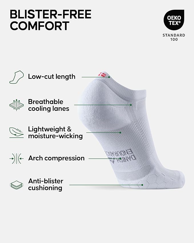 DANISH ENDURANCE Ultra-Comfort Ankle Running Socks - 3 or 5 Pack