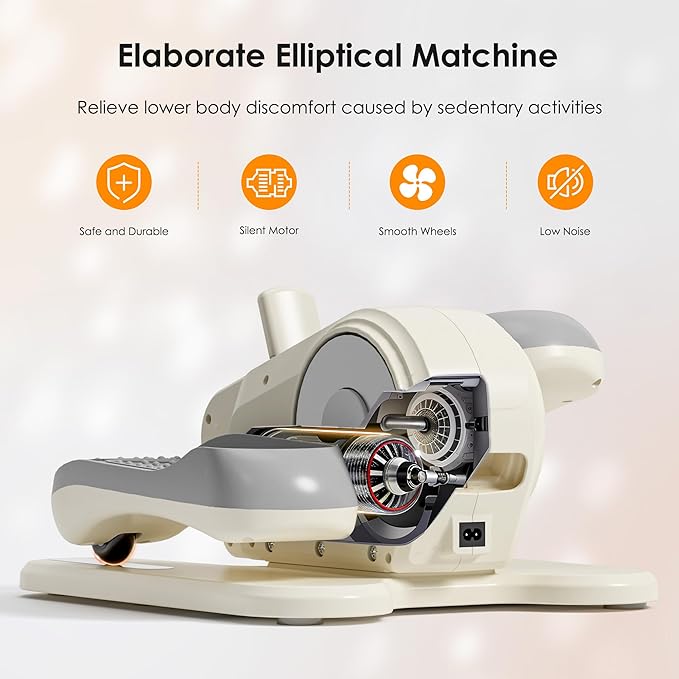 SogesPower Under Desk Elliptical Exercise Machine, Ellipse Leg Exerciser for Seniors with 12 Adjustable Speeds, Electric Seated Pedal Exerciser for Home with Remote Control