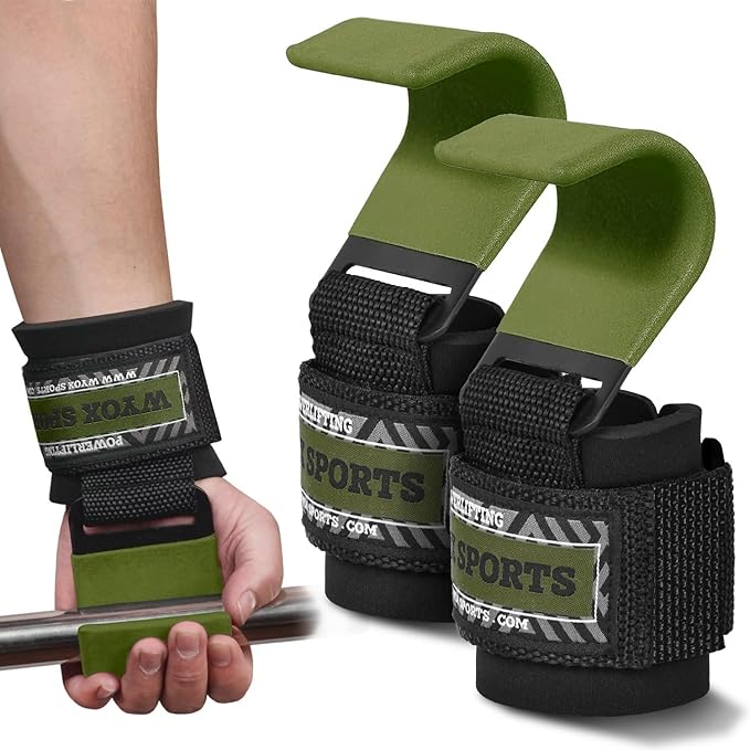 WYOX Weight Lifting Hooks for Men & Women (Pair) – Heavy Duty Wrist Support Straps with Hooks for Deadlifts, Pull Ups, Shrugs – Gym Lifting Straps with Grip Assist for Weightlifting & Strength Training