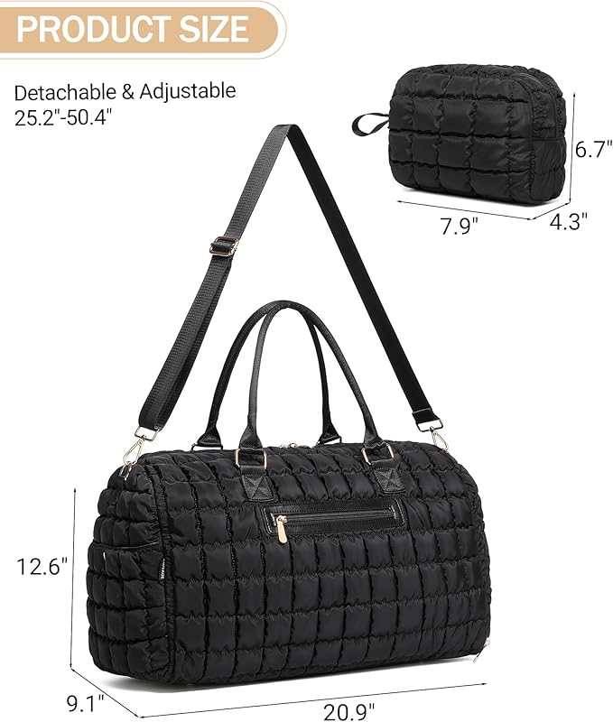 Duffle Bag for Travel, Weekender Bag with Shoe Compartment, Carry On Overnight Bag for Women with Toiletry Bag, Gym Bag with Wet Pocket, Hospital Bags for Labor and Delivery Beige