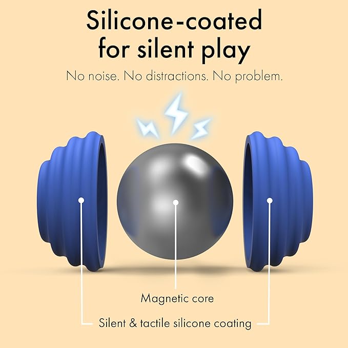 ONO Signets – Silicone Magnetic Balls with Textured Dimples, Bumps, and Waves | Fun to Play with Fidget Toy for Adults | Help Relieve Stress, Anxiety, Tension (Sapphire, Set of 4)
