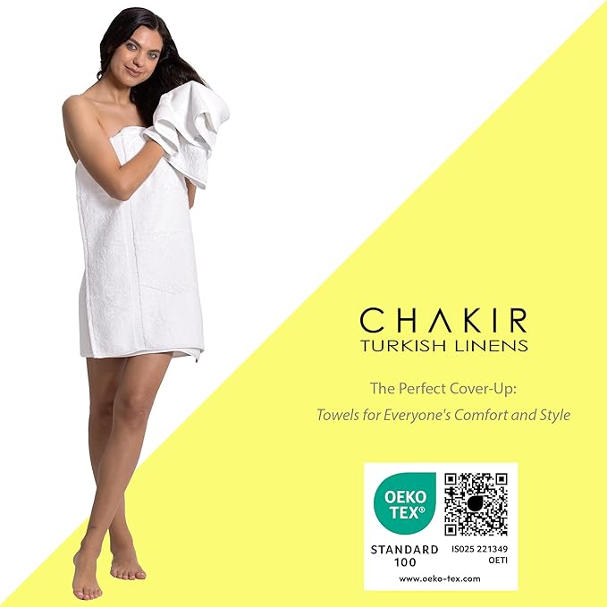 Chakir Turkish Linens | Hotel & Spa Quality 100% Cotton Premium Turkish Towels | Soft & Absorbent (Personalized 3-Piece Towel Set, White)