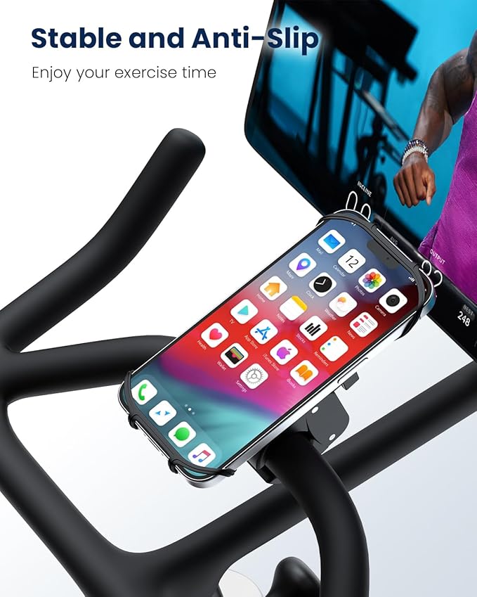 2-in-1 Spin Bike Tablet Holder Mount, Treadmill Tablet Holder Anti-Slip Silicone Design, Phone Holder for Peloton Bike Fits All 5.5-12.9"" Cell Phones and Tablets, Black, Z11pro