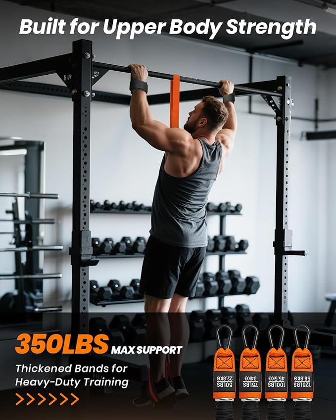 Pull Up Assistance Bands, Adjustable Heavy Duty Resistance Band for Pull Up Bar, Pull Up Assist Bands with Feet Rest for Strength Training, Home Fitness Workout Equipment, Height Adjustable