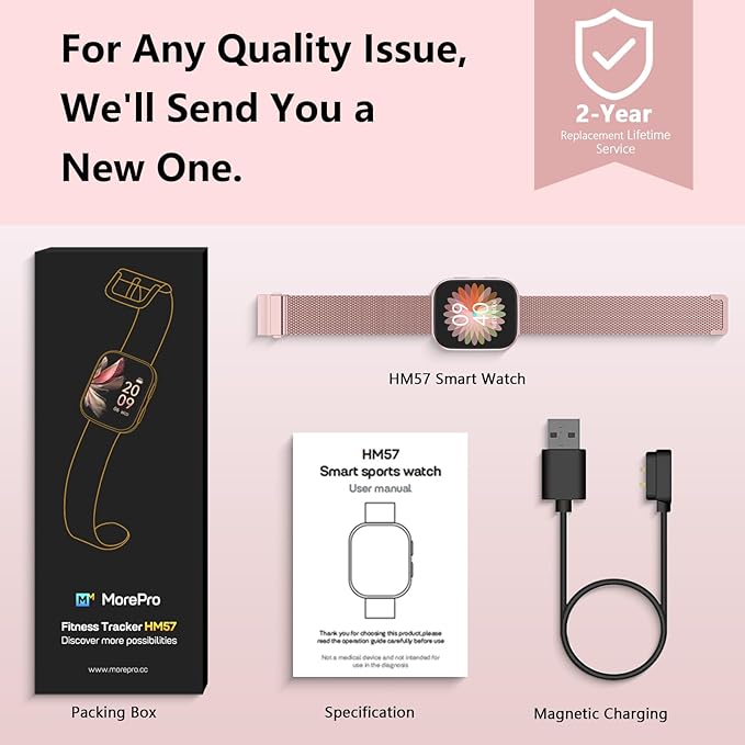 MorePro Health Fitness Tracker with 24/7 Heart Rate/Blood Pressure Monitor, Blood Oxy-gen/Sleep Tracking, 120+ Sports Activity Tracker, Smart Watch (Make/Answer Call) with Step Counter for Women Men