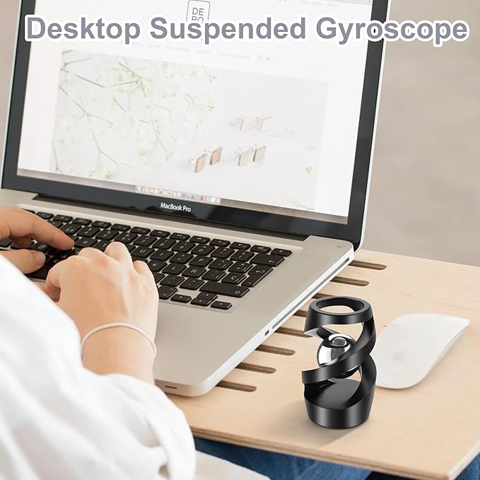 Upgraded Fidget Toys Adult, Kinetic Spinning Desk Toys, Kinetic Optical Illusion Toys, Kinetic Desktop Fidget Spinner Toys, Cool Gadget Relieve Stress Anxiety Fidget Toys for Office for Adult(Black)