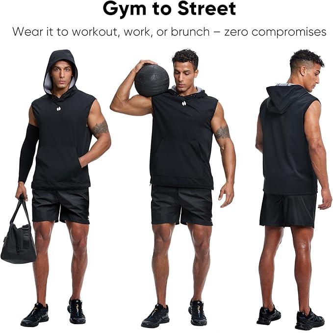 HOTSUIT Sauna Shirt for Men Anti-Rip Men's Heat Trapping Pullover Vest Hoodies Tank Top for Boxing Exercise