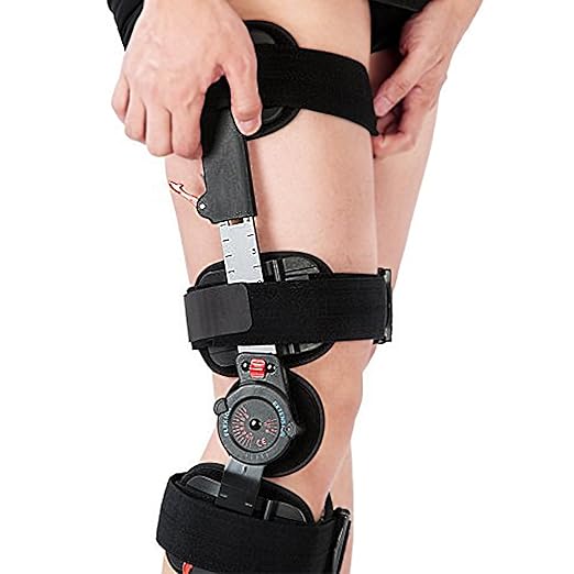Medibot Hinged Knee Brace ROM Adjustable Post Op Knee Support Orthosis Immobilizer Protector for Left Leg and Right Leg, Both Men and Women