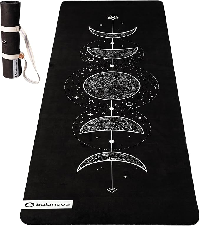 Yoga Mat 5mm Non Slip Suede & TPE - Eco-Friendly Fitness & Exercise Mat for Home Gym, Pilates, Gaiam, Hot Yoga, and Meditation - Lightweight Durable 72 x 24 inch Workout Mat for Women & Men