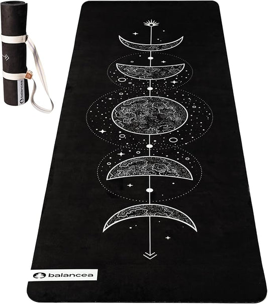 Yoga Mat 5mm Non Slip Suede & TPE - Eco-Friendly Fitness & Exercise Mat for Home Gym, Pilates, Gaiam, Hot Yoga, and Meditation - Lightweight Durable 72 x 24 inch Workout Mat for Women & Men