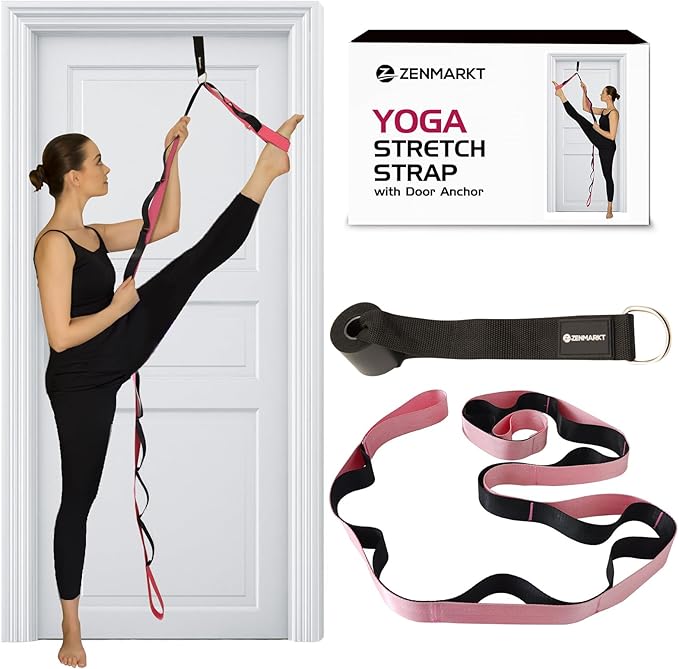 10-Loop Yoga Strap with Door Anchor – Stretch Strap for Flexibility, Deep Stretching, and Improved Balance – Perfect Yoga Accessory for All Fitness Levels