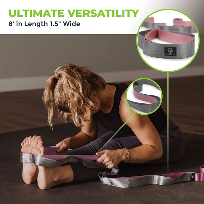 Gradient Fitness Stretching Strap for Physical Therapy, 12 Multi-Loop Stretch Strap 1.5" W x 8' L, Neoprene Handles, Physical Therapy Equipment, Yoga Straps for Stretching, Leg Stretcher.