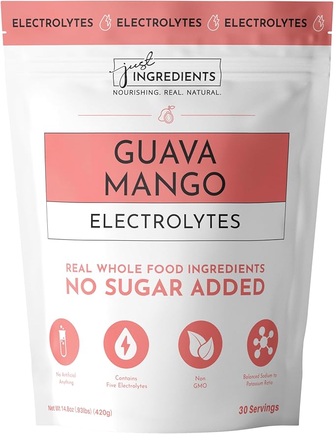 Guava Mango Electrolytes – 30‑Serving Hydration Drink Mix with Coconut Water, Sea Salt, and Trace Minerals – Supports Hydration, Recovery, and Electrolyte Balance*