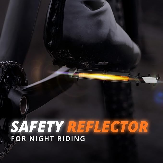 Flat Bike Pedals with Reflectors CNC Aluminium 9/16” – MTB Pedals with Extra Wide Platform and Removable Anti-Slip Pins – Lightweight Pedals for Mountain Bike & Road Bike 294 g