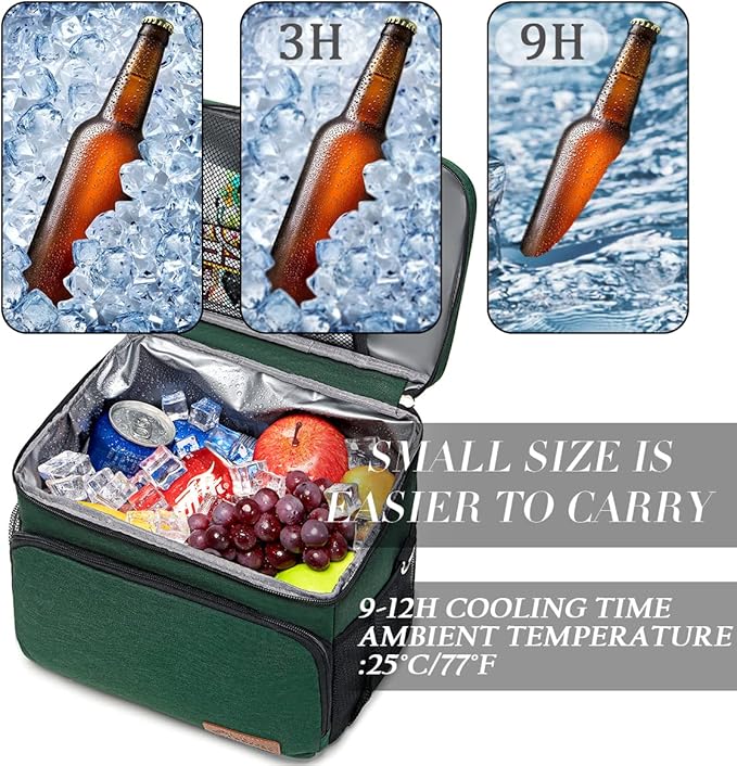 TuErcao Insulated Cooler Bag 6/24 Can Collapsible Leakproof Soft Sided Cooler for Car, Portable Foldable Small Ice Chest for Beach Camping Picnic Travel, 5/15qt Lunch Box for Men Work