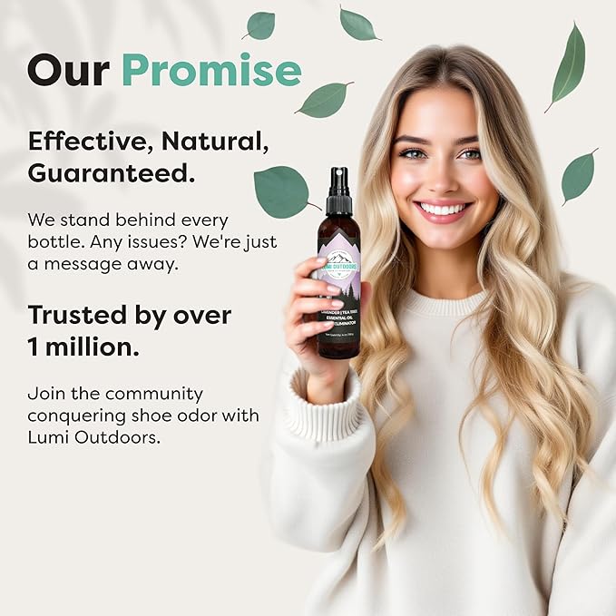 Lumi Outdoors Natural Shoe Deodorizer Spray & Odor Eliminator - Lavender Tea Tree Essential Oil Odor Eater