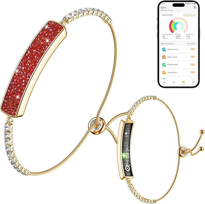 Sleep & Fitness Tracker with 2 Bands, Stylish & Ultra-Light Smart Bracelet for Women, 24/7 Heart Rate, Blood Oxygen & Stress Monitor, Waterproof Health Trackers Gifts for Girls, No Subscription（Red）