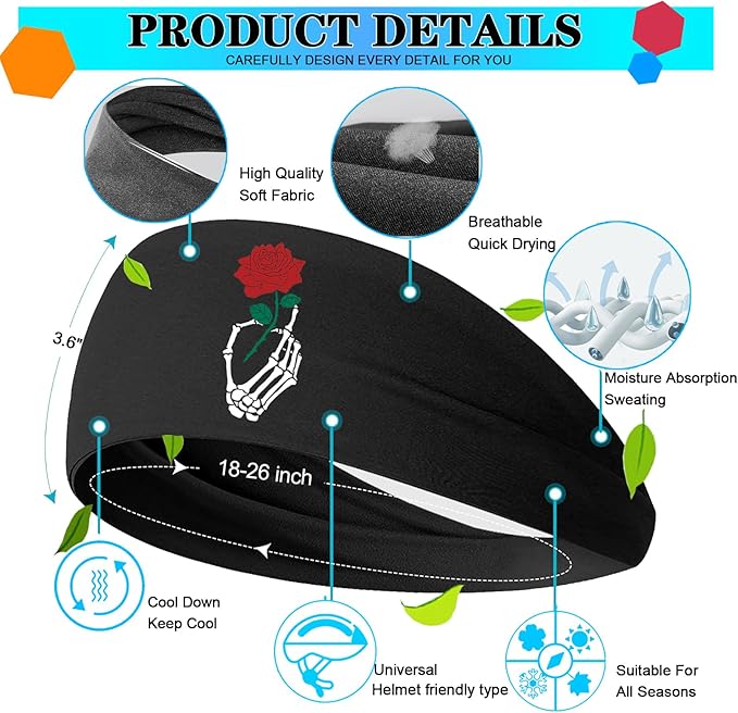 3pcs Headbands for Men Sports Sweat Bands Sweatbands for Mens Workout Running Headbands for Men