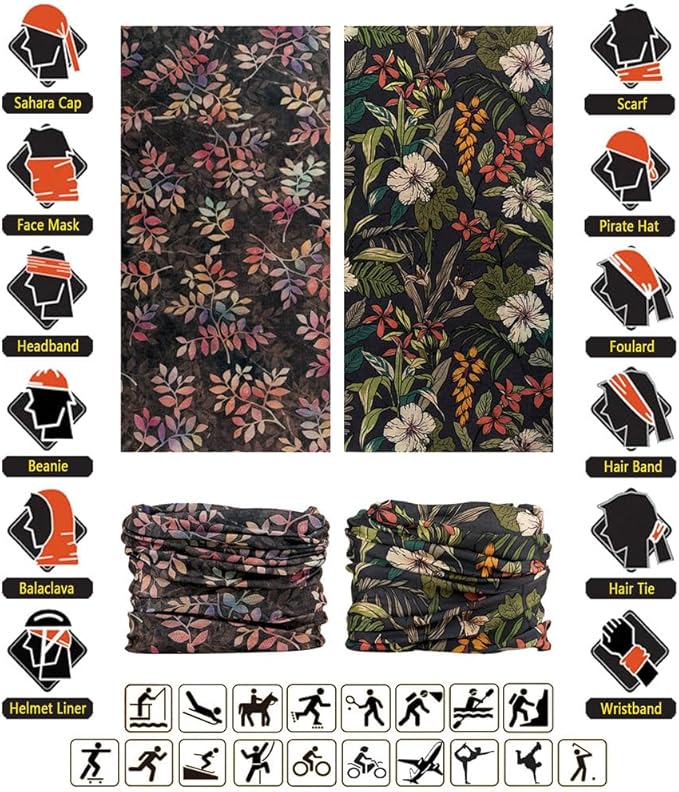 Headband Neck Gaiter Head Wrap Headwear Face Mask Magic Scarf Bandana for Men and Women