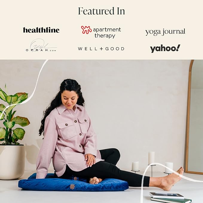 Mindful & Modern Zabuton Meditation Mat - Cotton Filled Yoga and Meditation Pad - Zabuton Meditation Cushion for Kneeling and Sitting Support - Large Rectangular Sitting Floor Pillow for Bench or Zafu
