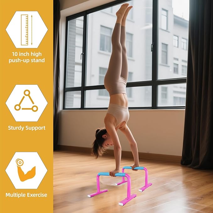 Strength Training Parallettes Push Up Bars, Pushup Handles Calisthenics Equipment for Home Workout, Anti-slip Gymnastics Bars, Handstand & Dip Bar for Outdoor Exercise