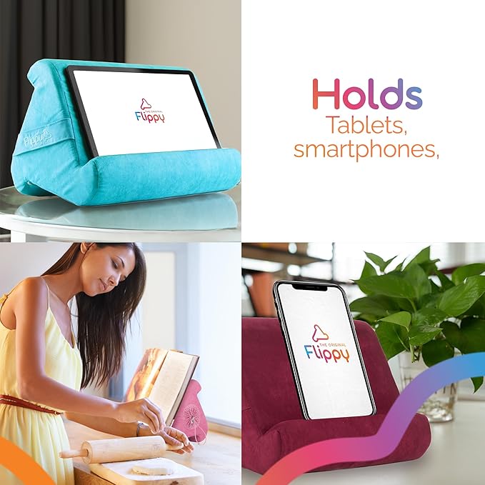 Flippy Tablet Pillow Stand - Cushion Tablet Stand & Holder, Bed Support for Lap and Desk, Compatible with Phone & Book Reading: Kindle, iPad Pro, iPhone & Samsung - Nebbiolo