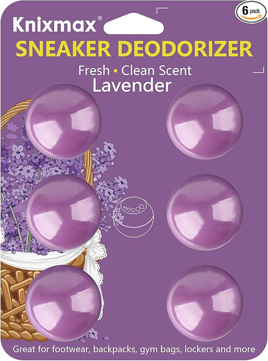 Knixmax Shoe Deodorizer Balls, Boot Deodorizing Shoe Odor Eater Ball Sneaker Deodorants, Gym Bags Lockers Car Air Fresheners, 6 Packs Lavender Purple