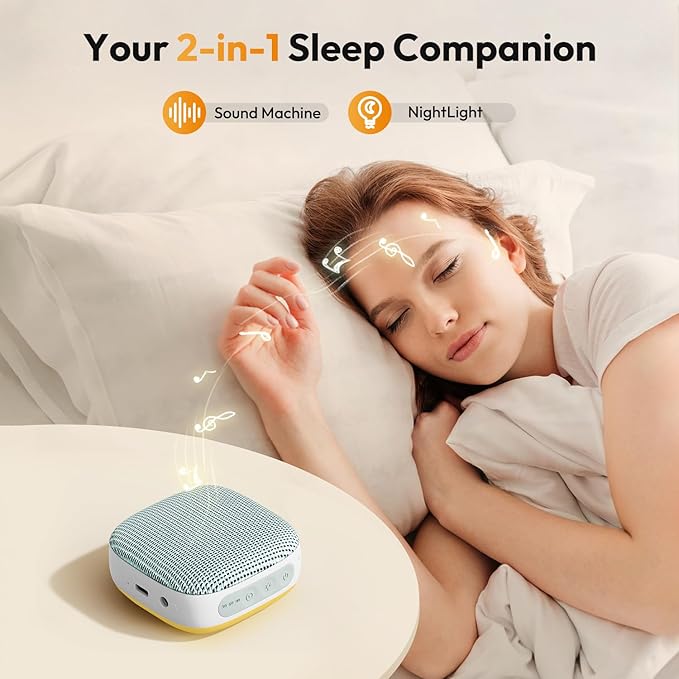 Portable Sound Machine for Travel, White Noise Sound Machine for Sleeping, 52-Hour Lasting Mini Noise Machine with 21 Quality Non-looping Sounds, Headphone Jack, Memory, Timer for Adults,Hotel(Green