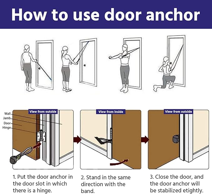 EILISON Resistance Band Kit with Heavy Duty Protective Sleeves for Safe Workout and Soft Anti-Slip Foam Handle, Door Anchor, Ankle Strap for Men and Women Stackable