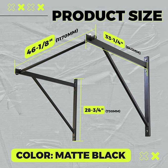 ECOTRIC 46'' Wall Mounted Pull Up Bar Chin up Bar Doorway Exercise Bar Upper Body Gym Workout Bar Heavy Duty Training Fitness Home Heavy Duty 500lbs