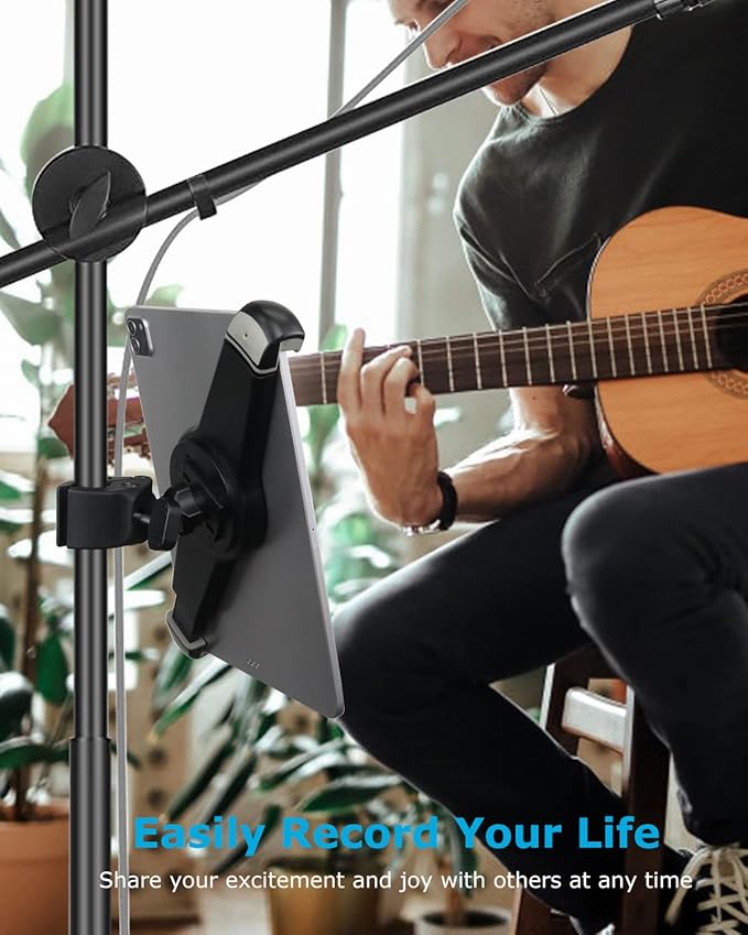 Bike Handlebar iPad Holder for 9.5-14.5" Tablets, Universal Fit, 360 Rotation, Black