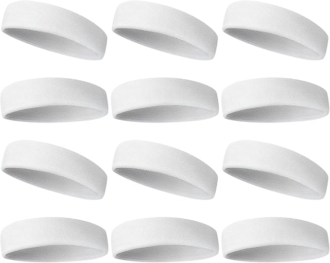 Sweatbands Sports Headband for Men & Women - Terry Cloth Moisture-Wicking Sports Towel Headband for Tennis, Basketball, Running, Gym, and Fitness Working Out