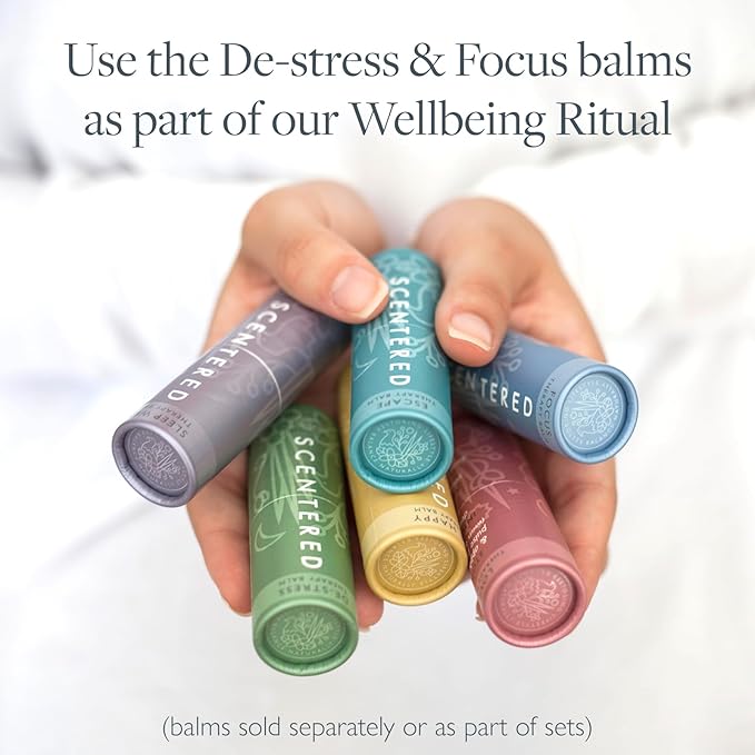 Scentered Aromatherapy Balm Stick Duo for Stress-Relief & Focus - Roll On Essential Oil Blends of Rosemary, Mint, Chamomile - Aromatherapy Gifts for Women - De-Stress & Focus