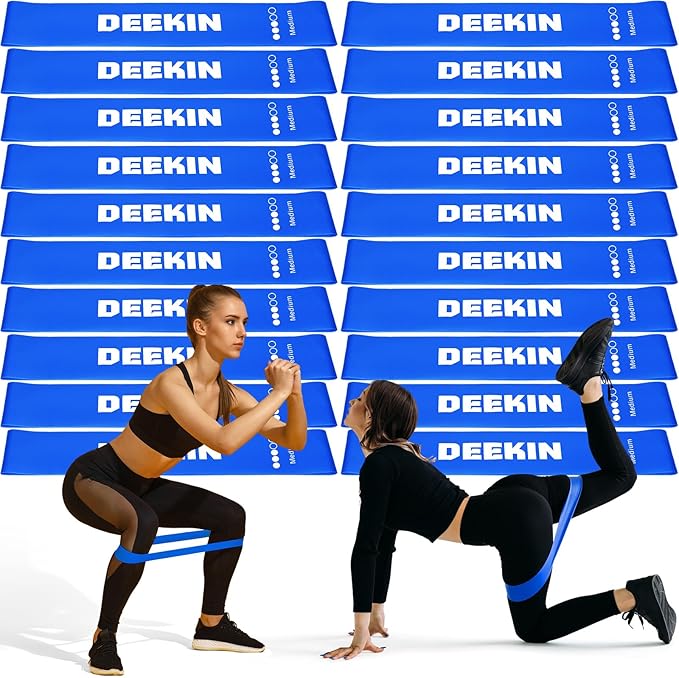 Deekin 20 Pcs Resistance Bands Resistance Loop Exercise Bands Exercise Equipment Elastic Drap Ring for Women and Men Home Fitness, Gym, Yoga
