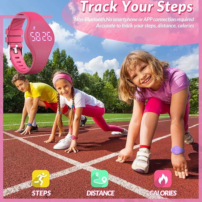 Kids Led Fitness Tracker Watch for Boys Girls, No App, Digital Sport Wristwatch, Waterproof, with Pedometer Alarm Clock, for Teens Children Students Ages 5-16 (red)