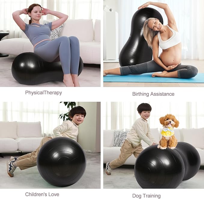 INPANY Peanut Ball - Exercise Ball for Labor Birthing, Anti-Burst Physical Therapy for Kids, Core Strength, Flexible Seating, Home & Gym Fintness, Sensory Chair Wiggle Seat for Girls and Boys