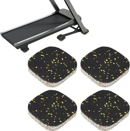 PATIKIL 4 Pcs Treadmill Mat Pads, 4x4x0.8 High Density Foam Anti Vibration Pad Sound Proof Floor Mat Exercise Equipment Mat for Carpet Protect Noise Reduction Home Gym, Yellow
