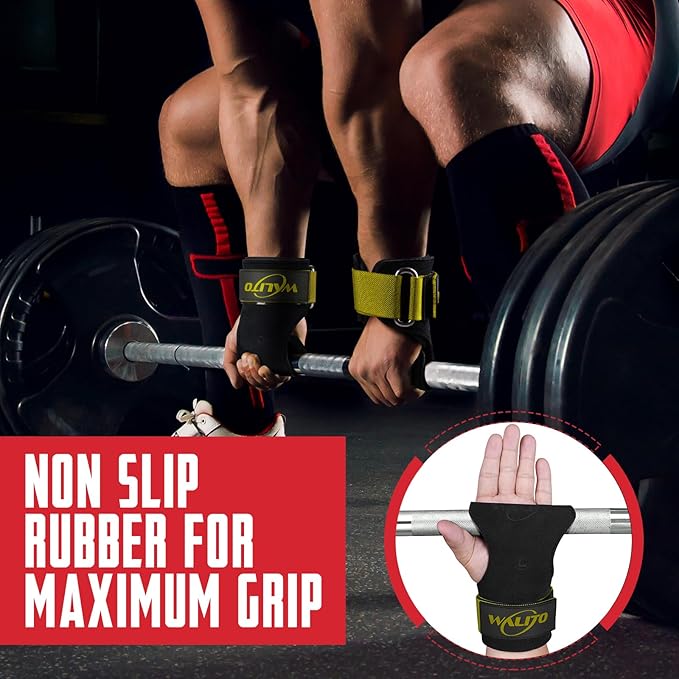 WALITO Weight Lifting Wrist Strap, Double Leather Weightlifting Wrist Straps for Gym Strength Training, Neoprene Padded Wrist Wraps - for Men & Women (Pair)