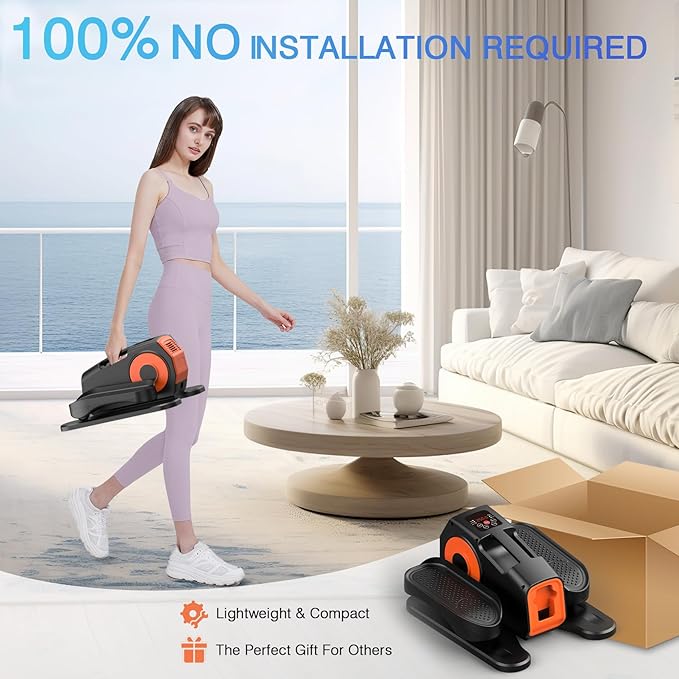 Under Desk Elliptical Machine, Electric Elliptical Leg Exerciser for Seniors with 12 Ad justable, Quiet Portable Elliptical Machine, Seated Pedal Exerciser with Remote Control