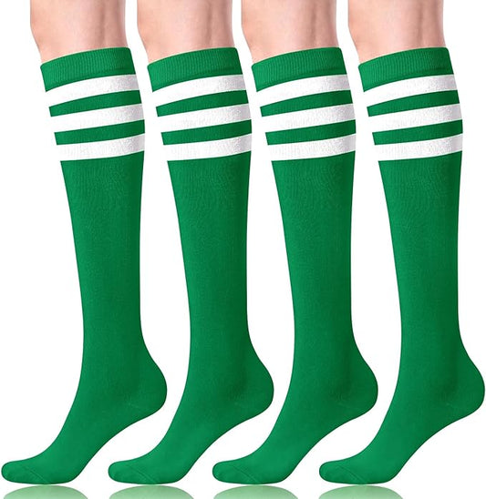 FITRELL Women's Knee High Socks Outdoor Sport Athletic Socks Casual Stripe Tube Socks 1-4 Pack