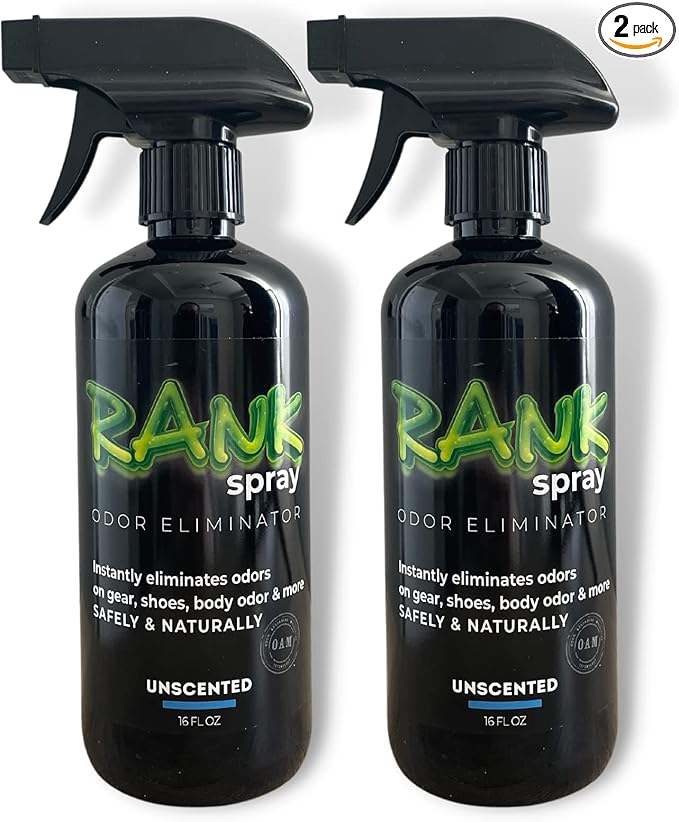 Sports Odor Eliminator: Banish Body & Sweat Odor From Sports Gear, Yoga Mats, Gym Bag, Shoes, Helmets, Cleats, etc! Safe Boxing Glove Spray & Hat Deodorizer - 2 16 oz Unscented Bottles