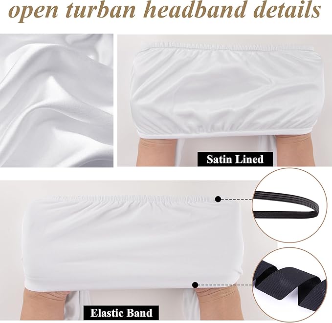 Satin Lined Open Turban Headband Mens Sweatband Sports Headband for Running,Cycling,Basketball,Yoga,Fitness Workout Stretchy Unisex Hairband