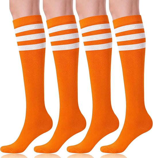 FITRELL Women's Knee High Socks Outdoor Sport Athletic Socks Casual Stripe Tube Socks 1-4 Pack